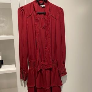 Parker Wine Red Dress XS with Bead Detailing